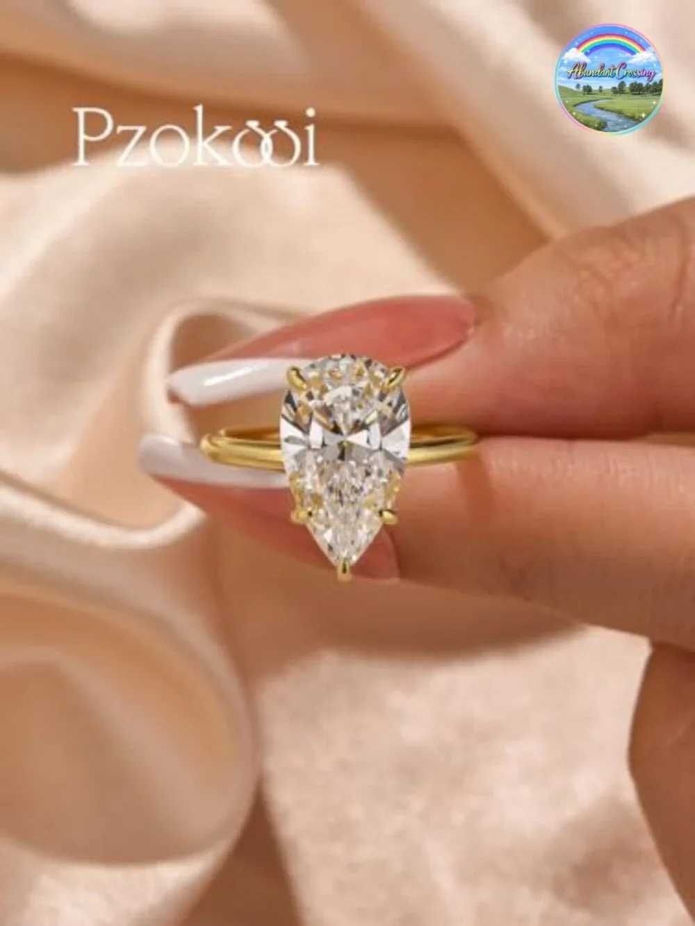 4.0ct Elongated Pear Sterling Silver Promise Ring AAAAA Cubic Zirconia Solitaire